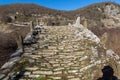 Landscape of Ancient Bridge of Missios in Vikos gorge and Pindus Mountains, Zagori, Epirus, Greece Royalty Free Stock Photo