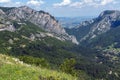 Landscape of Balkan Mountains with Vratsata pass, town of Vratsa and Village of Zgorigrad, Bulgaria Royalty Free Stock Photo