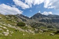 Landscape of Begovitsa River Valley, The Tooth, the dolls and Yalovarnika Peaks, Pirin Mountain, Bulgaria Royalty Free Stock Photo