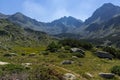 Landscape of Begovitsa River Valley, Yalovarnika and The Tooth peaks, Pirin Mountain, Bulgaria Royalty Free Stock Photo