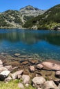 Amazing Landscape with Big Valyavishko Lake and Momini Dvori peak, Pirin Mountain Royalty Free Stock Photo