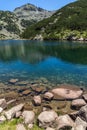 Amazing Landscape with Big Valyavishko Lake and Momini Dvori peak, Pirin Mountain Royalty Free Stock Photo