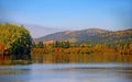 Amazing landscape of colorful wooded mountains and the water face. Royalty Free Stock Photo