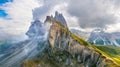 Amazing landscape of the Dolomites Alps. Location: Odle mountain range, Seceda peak in Dolomites Alps, South Tyrol, Italy,