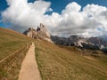 Amazing landscape of the Dolomites Alps. Location: Dolomites Alps, Seceda, South Tyrol, Italy