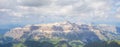 Amazing landscape at the Dolomites in Italy. View at Sella and Gardenaccia Group from Marmolada summit