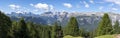 Amazing landscape at the Dolomites in Italy. View at Sella group and  Marmolada with its glaciers. Alta Badia, Sud Tirol, Italy Royalty Free Stock Photo