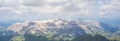 Amazing landscape at the Dolomites in Italy. View at Sella massif from Marmolada summit