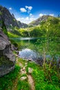 Amazing landscape of the Eye of the Sea Lake in Tatra Mountains, Poland Royalty Free Stock Photo
