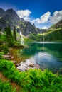 Amazing landscape of the Eye of the Sea Lake in Tatra Mountains, Poland Royalty Free Stock Photo