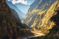 Amazing landscape with high Himalayan mountains, river