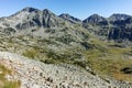 Amazing landscape with Kamenitsa, Yalovarnika, The Toots and The Dolls peaks, Pirin Mountain Royalty Free Stock Photo