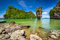 Amazing landscape of the Khao Phing Kan island with Ko Tapu rock on Phang Nga Bay in Thailand Royalty Free Stock Photo