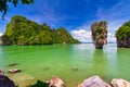 Amazing landscape of the Khao Phing Kan island with Ko Tapu rock on Phang Nga Bay in Thailand Royalty Free Stock Photo