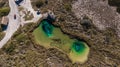 Amazing landscape with a lake and river in the middle of the desert with shades in the water of blue and turquoise green Royalty Free Stock Photo