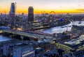 London, glass buildings at the sunset along the river Thames Royalty Free Stock Photo