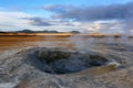 Amazing landscape in the north of Iceland near Lake Myvatn. Panoramic view in myvatn geothermal area. Beautiful landscape in Icela Royalty Free Stock Photo