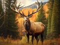 Amazing landscape photograph go bull elk in rut