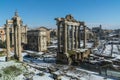 Fori Imperiale during the snow Rome