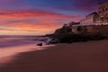 Amazing landscape of sunset at Atlantic ocean. Colorful evening view of the dramatic sky.Portugal. Royalty Free Stock Photo