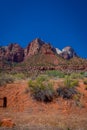 Amazing landscape three patriarchs zion national park blue sky