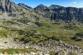 Amazing landscape with Yalovarnika, The Toots and The Dolls peaks, Pirin Mountain Royalty Free Stock Photo