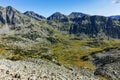 Amazing landscape with Yalovarnika, The Toots and The Dolls peaks, Pirin Mountain Royalty Free Stock Photo