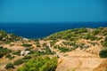 Amazing landscapes on the coast of Aegean Sea. island Rhodes, Greece Royalty Free Stock Photo