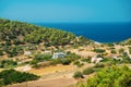 Amazing landscapes on the coast of Aegean Sea. island Rhodes, Greece Royalty Free Stock Photo