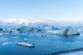 Amazing landscapes and huge glaciers in the Jokulsarlon Glacier Lagoon glacial river lagoon in the east Iceland Royalty Free Stock Photo