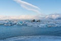 Amazing landscapes and huge glaciers in the Jokulsarlon Glacier Lagoon glacial river lagoon in the east Iceland Royalty Free Stock Photo