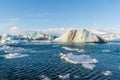 Amazing landscapes and huge glaciers in the Jokulsarlon Glacier Lagoon glacial river lagoon in the east Iceland Royalty Free Stock Photo