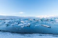 Amazing landscapes and huge glaciers in the Jokulsarlon Glacier Lagoon glacial river lagoon in the east Iceland Royalty Free Stock Photo