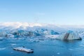 Amazing landscapes and huge glaciers in the Jokulsarlon Glacier Lagoon glacial river lagoon in the east Iceland Royalty Free Stock Photo