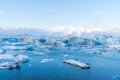 Amazing landscapes and huge glaciers in the Jokulsarlon Glacier Lagoon glacial river lagoon in the east Iceland Royalty Free Stock Photo