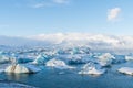 Amazing landscapes and huge glaciers in the Jokulsarlon Glacier Lagoon glacial river lagoon in the east Iceland Royalty Free Stock Photo