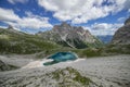 Amazing landscapes view of green mountain with blue sky on summer from Dolomites, Italy