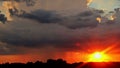 Amazing late sunset a brilliancy dramatic fast clouds