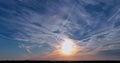 Amazing late sunset a brilliancy dramatic fast clouds