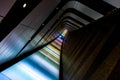 Amazing LED light footpath/tunnel in London with shadow figure Royalty Free Stock Photo