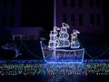 It is the night view of the festival of the lights. The colourful LED is made of sea and the white and blue LED is made of ship. Royalty Free Stock Photo