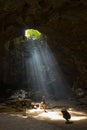 Light shine through in Khao Luang Cave in Phetchaburi , Thailand.