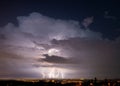 Lightning storm over the city, Prague, Czech republic Royalty Free Stock Photo