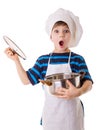 Amazing little chef opens the pot