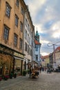 Amazing Ljubljana streets with colorful houses  under cold, winter sky Royalty Free Stock Photo