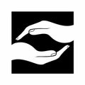 Amazing logo symbol of hands inside a square