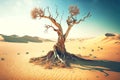 amazing lonely dead tree in beaful desert