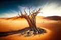 amazing lonely dead tree in beaful desert