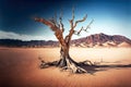 amazing lonely dead tree in beaful desert