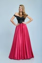 Amazing long evening dress with black and pink colors Royalty Free Stock Photo